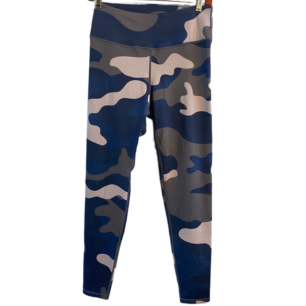 Yelete Active Blue and Gray High Waist Athletic Leggings Size M